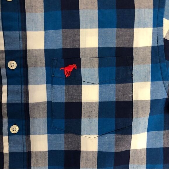 Wrangler Boys Blue Plaid Button Up Shirt Size XXL 18 - Picture 4 of 7